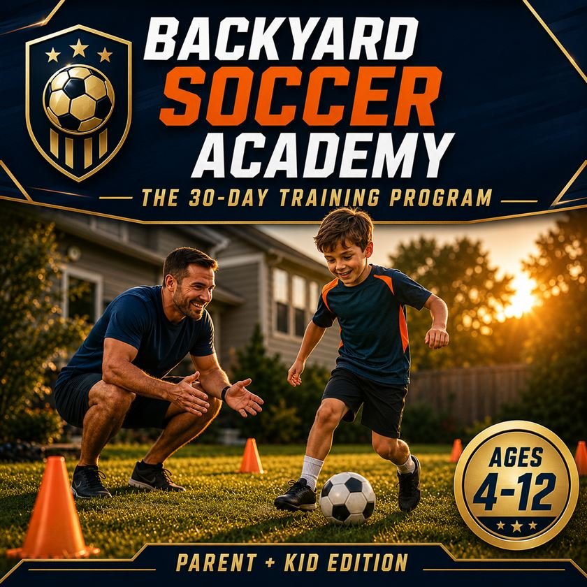 Backyard Soccer Academy — parent and kid training in the backyard